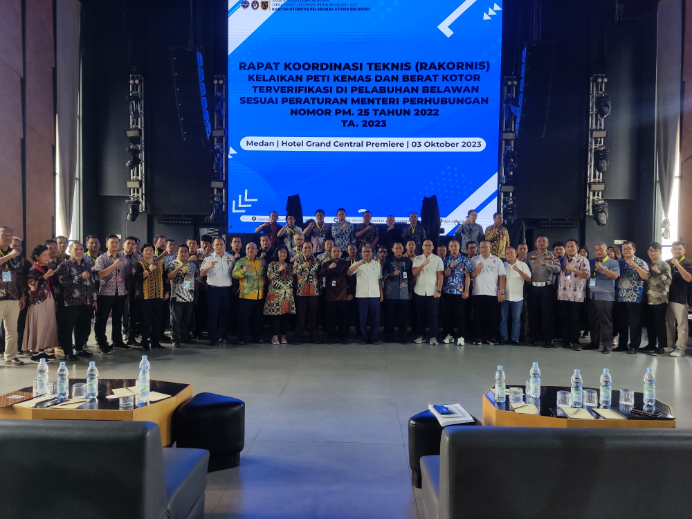 =RAKORNIS KELAIKAN PETIKEMAS DAN BERAT KOTOR TERVERIFIKASI DI PELABUHAN BELAWAN SESUAI PERATURAN MENTERI PERHUBUNGAN NOMOR PM.25 TAHUN 2022 T.A 2023=