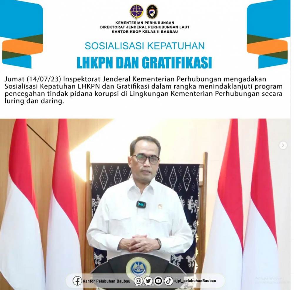Sosialisasi Kepatuhan LHKPN dan Gratifikasi di Lingkungan Kementerian Perhubungan