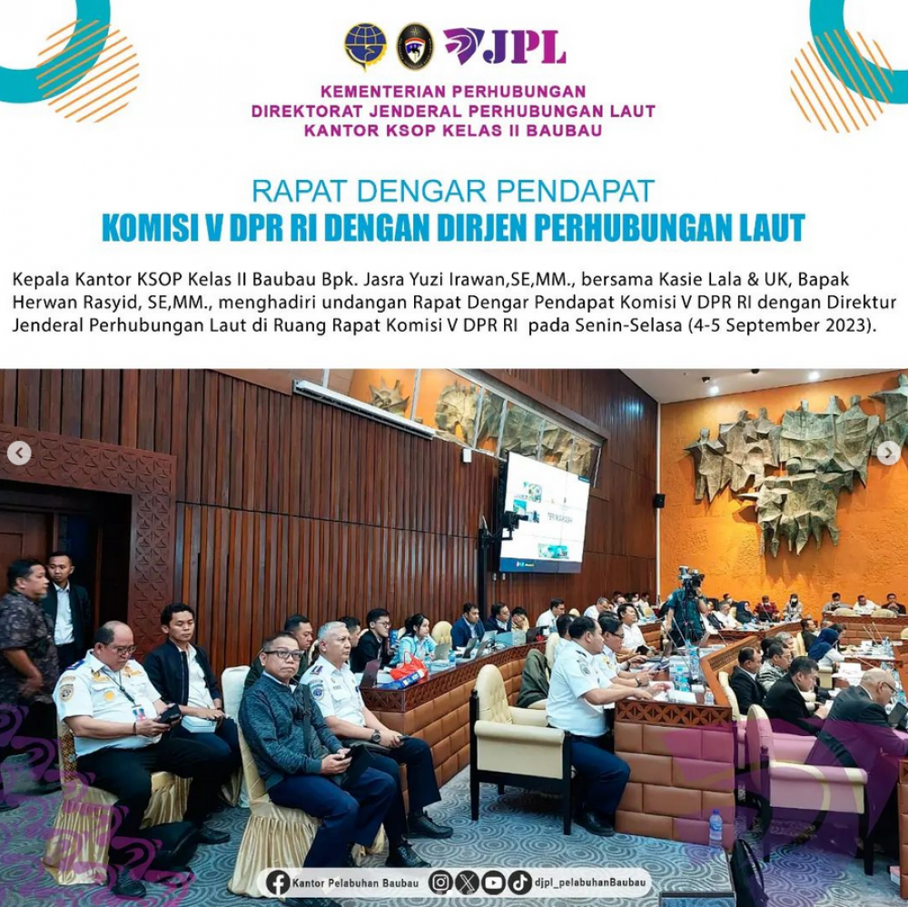 RDP Komisi V DPR RI dengan Dirjen Perhubungan Laut