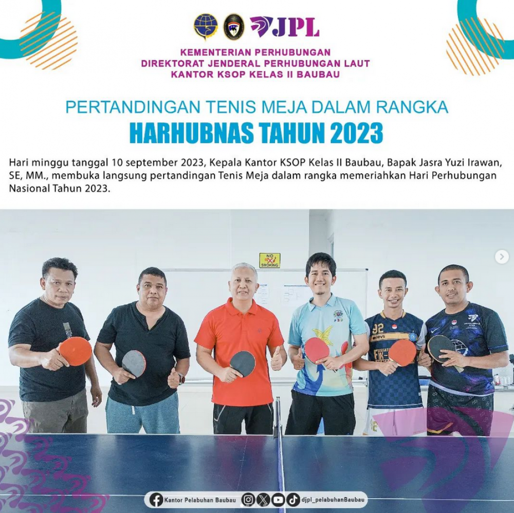 Pertandingan Tenis Meja dalam rangka Hari Perhubungan Nasional (HARHUBNAS) Tahun 2023