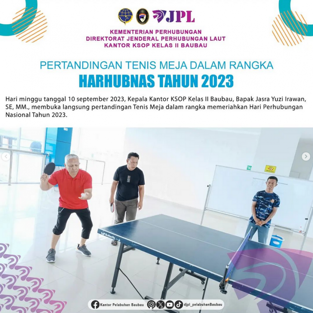 Pertandingan Tenis Meja dalam rangka Hari Perhubungan Nasional (HARHUBNAS) Tahun 2023