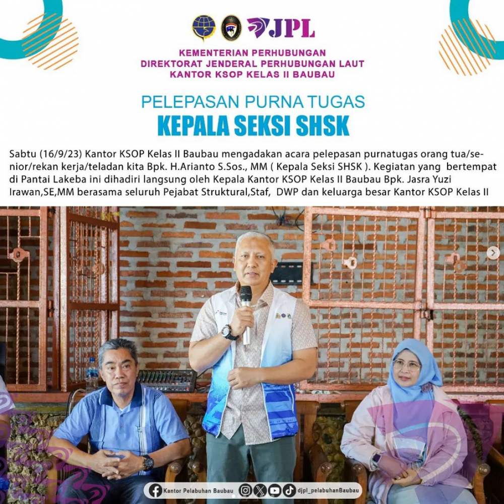 Pelepasan Purnatugas Kepala Seksi SHSK ( H.Arianto, S.Sos.,MM )