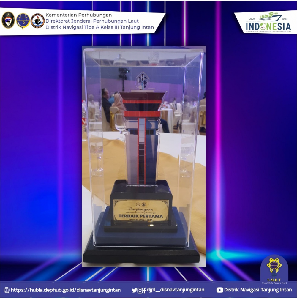 Distrik Navigasi Tipe A Kelas III Tanjung Intan berhasil meraih Penghargaan Terbaik Pertama dalam Kenavigasian Award yang dilaksanakan pada RAKORNIS 2023.