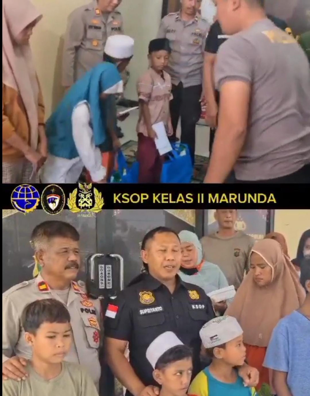 Acara Santunan Nak Yatim dan Dhuafa yang dilaksanakan diaula Mapolsek Kalibaru.