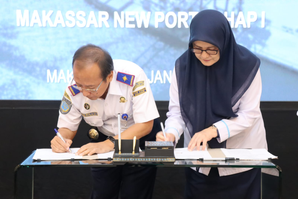 Komitmen Tingkatkan Arus Distribusi Logistik Indonesia Timur, Kemenhub dan Pelindo Lakukan Penandatanganan Perjanjian Kerjasama Peningkatan Kapasitas Pelabuhan Makassar New Port Tahap 1B dan 1C