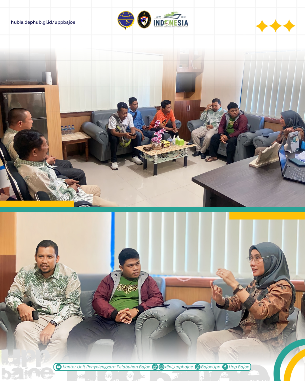 Capt. Ramlah, S.Si.T., M.H., M.Mar menyambut kunjungan Mitra Kerja dari Media Online dengan hangat.