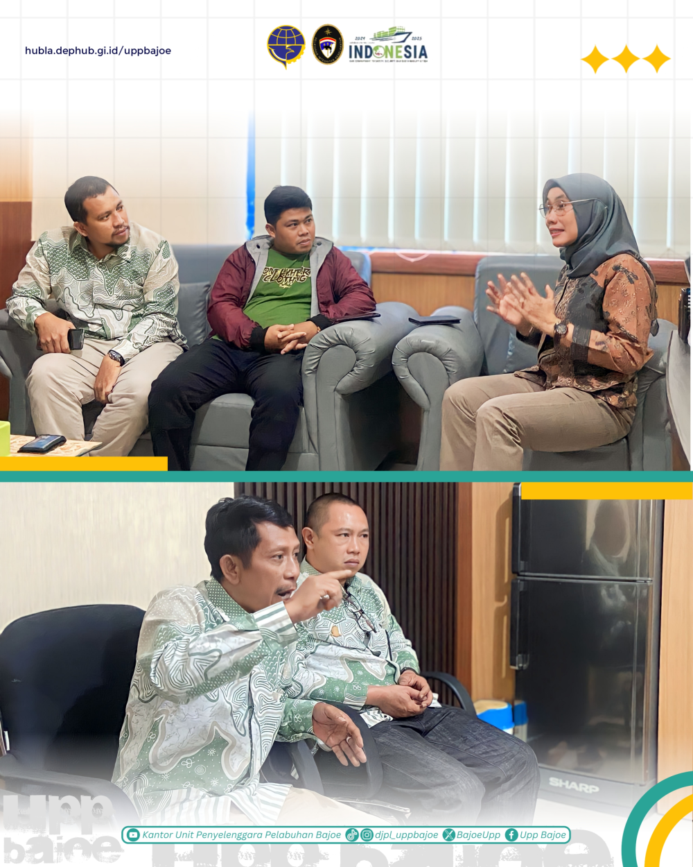 Capt. Ramlah, S.Si.T., M.H., M.Mar menyambut kunjungan Mitra Kerja dari Media Online dengan hangat.