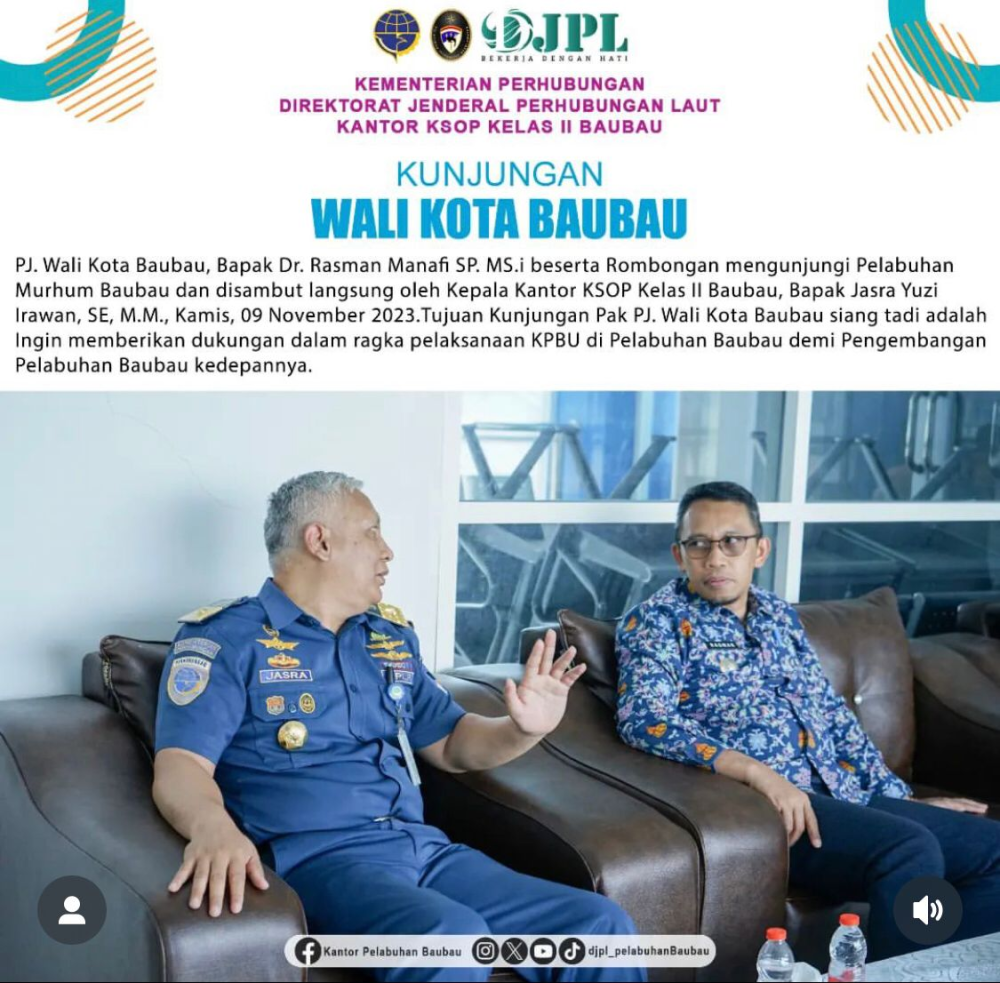 KUNJUNGAN WALIKOTA BAUBAU DI PELABUHAN MURHUM