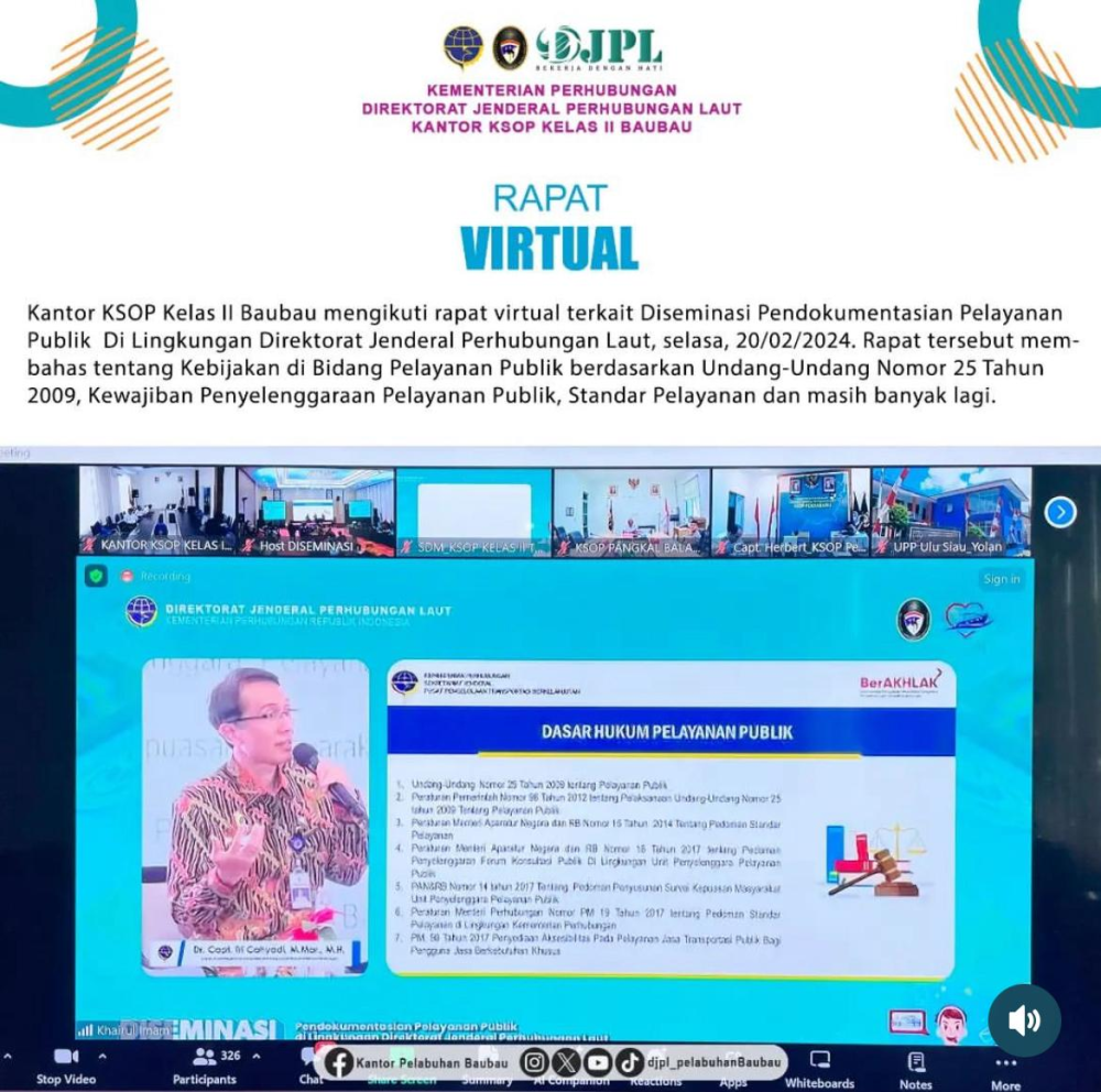 RAPAT VIRTUAL TERKAIT DISEMINASI PENDOKUMENTASIAN PELAYANAN PUBLIK