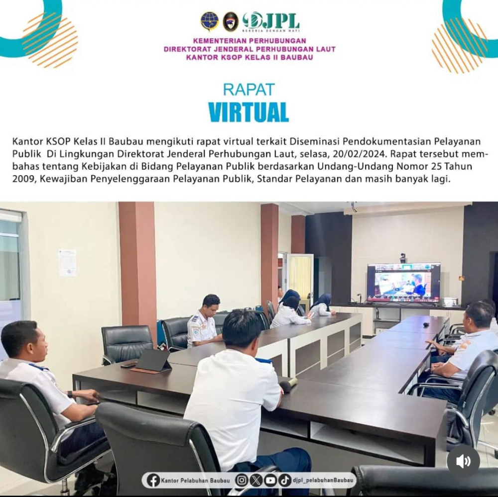 RAPAT VIRTUAL TERKAIT DISEMINASI PENDOKUMENTASIAN PELAYANAN PUBLIK
