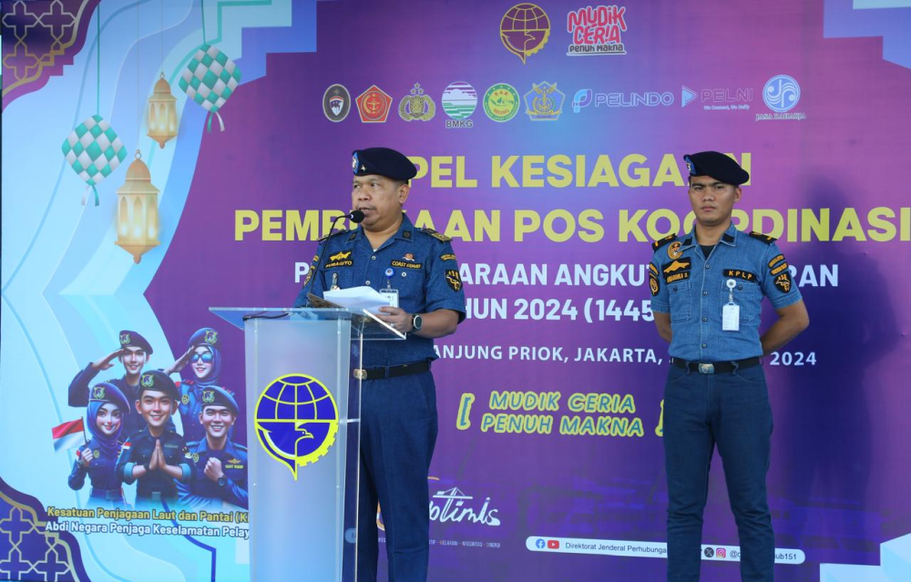 PERKUAT KOORDINASI PENYELENGGARAAN ANGKUTAN LAUT LEBARAN, DITJEN HUBLA GELAR APEL KESIAGAAN PEMBUKAAN POSKO ANGLEB 2024