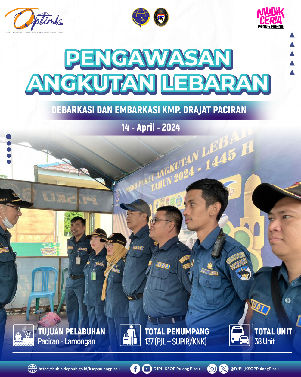 KEBERANGKATAN KAPAL KMP DRAJAT PACIRAN 13 APRIL 2024