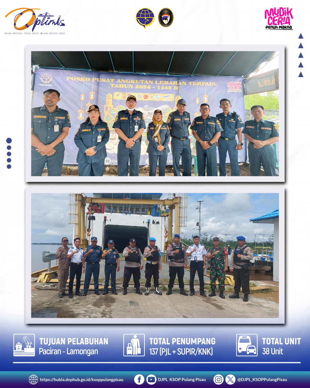 KEBERANGKATAN KAPAL KMP DRAJAT PACIRAN 13 APRIL 2024