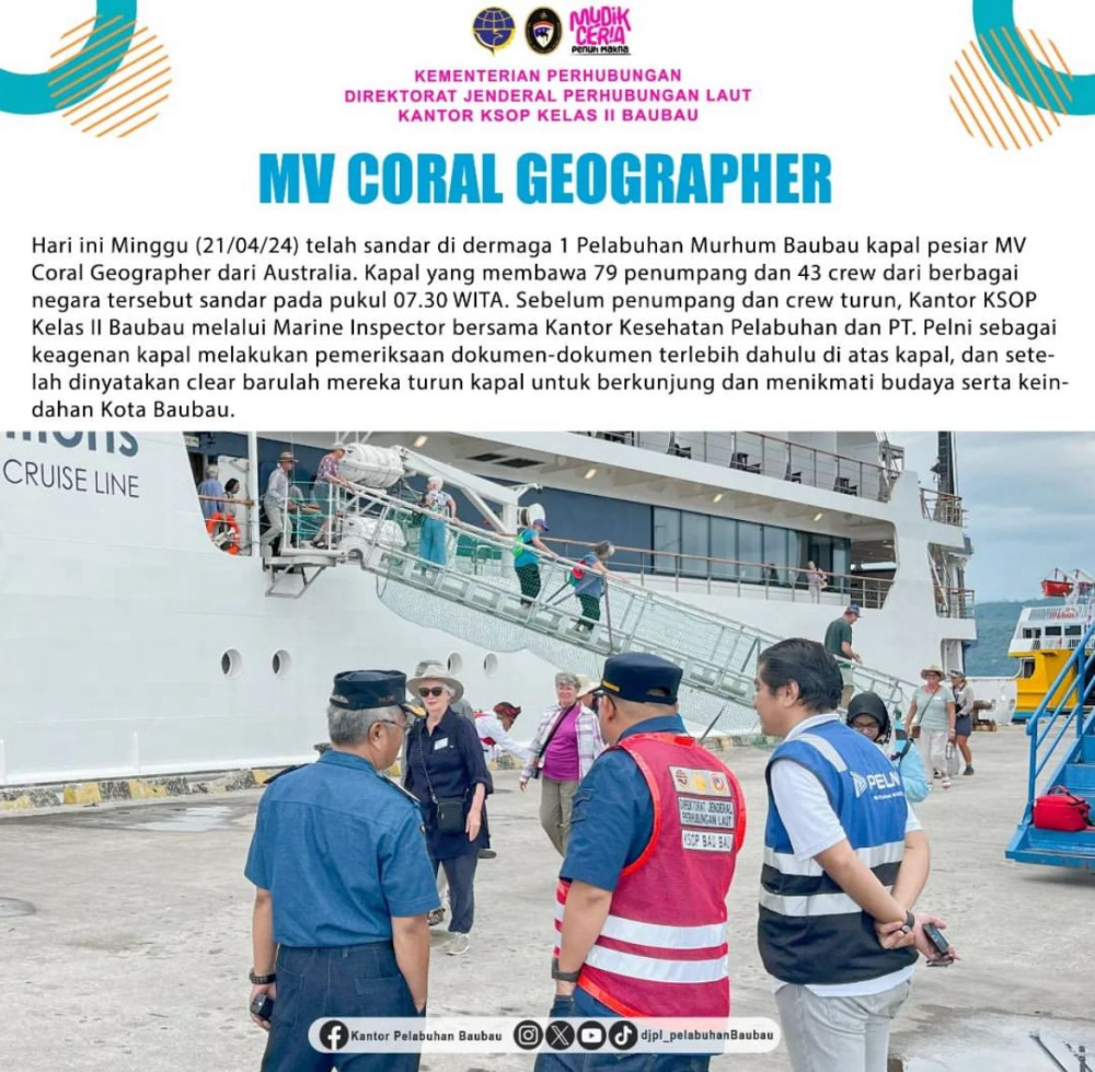 KEDATANGAN KAPAL MV CORAL GEOGRAPHER