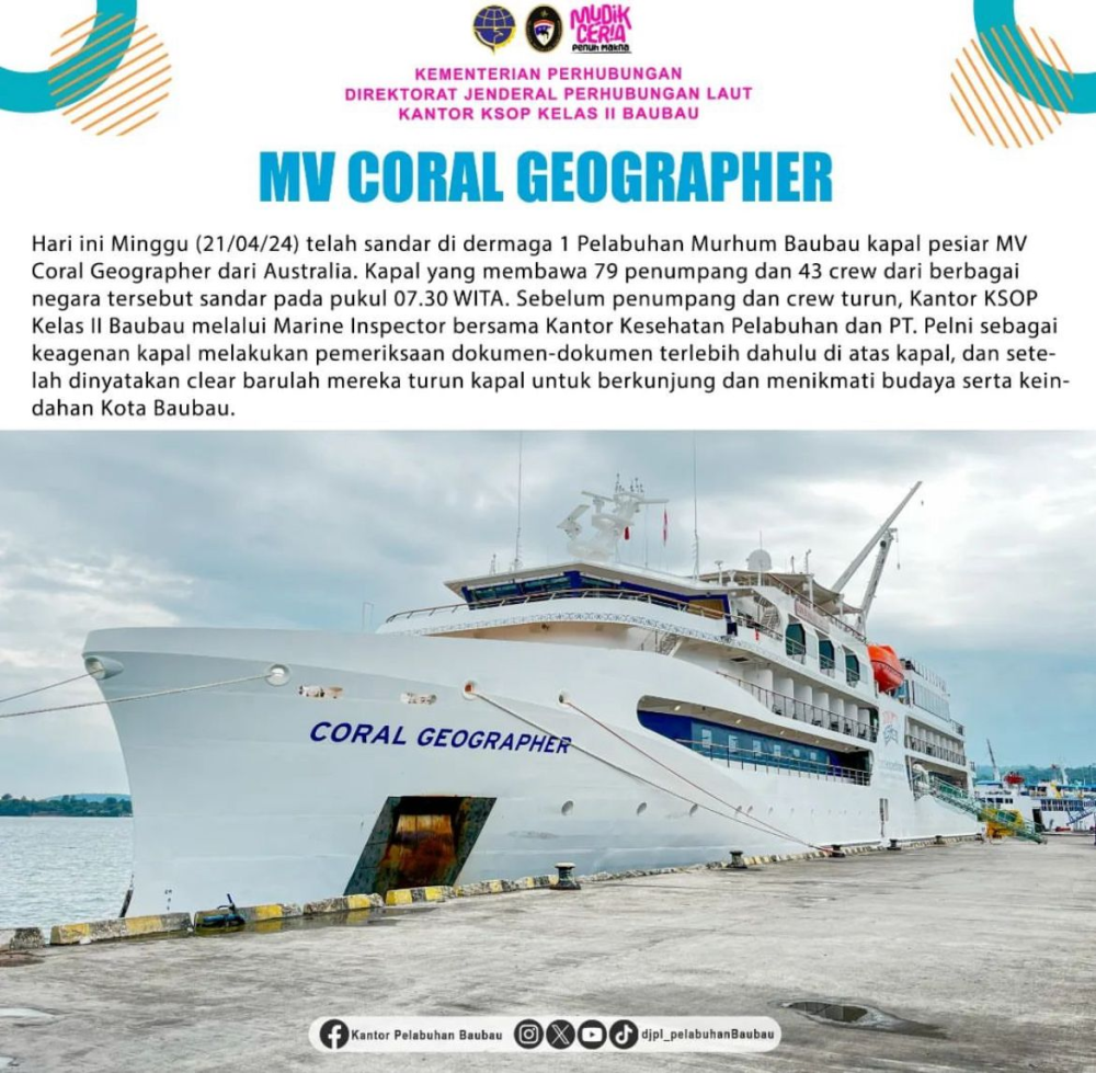 KEDATANGAN KAPAL MV CORAL GEOGRAPHER