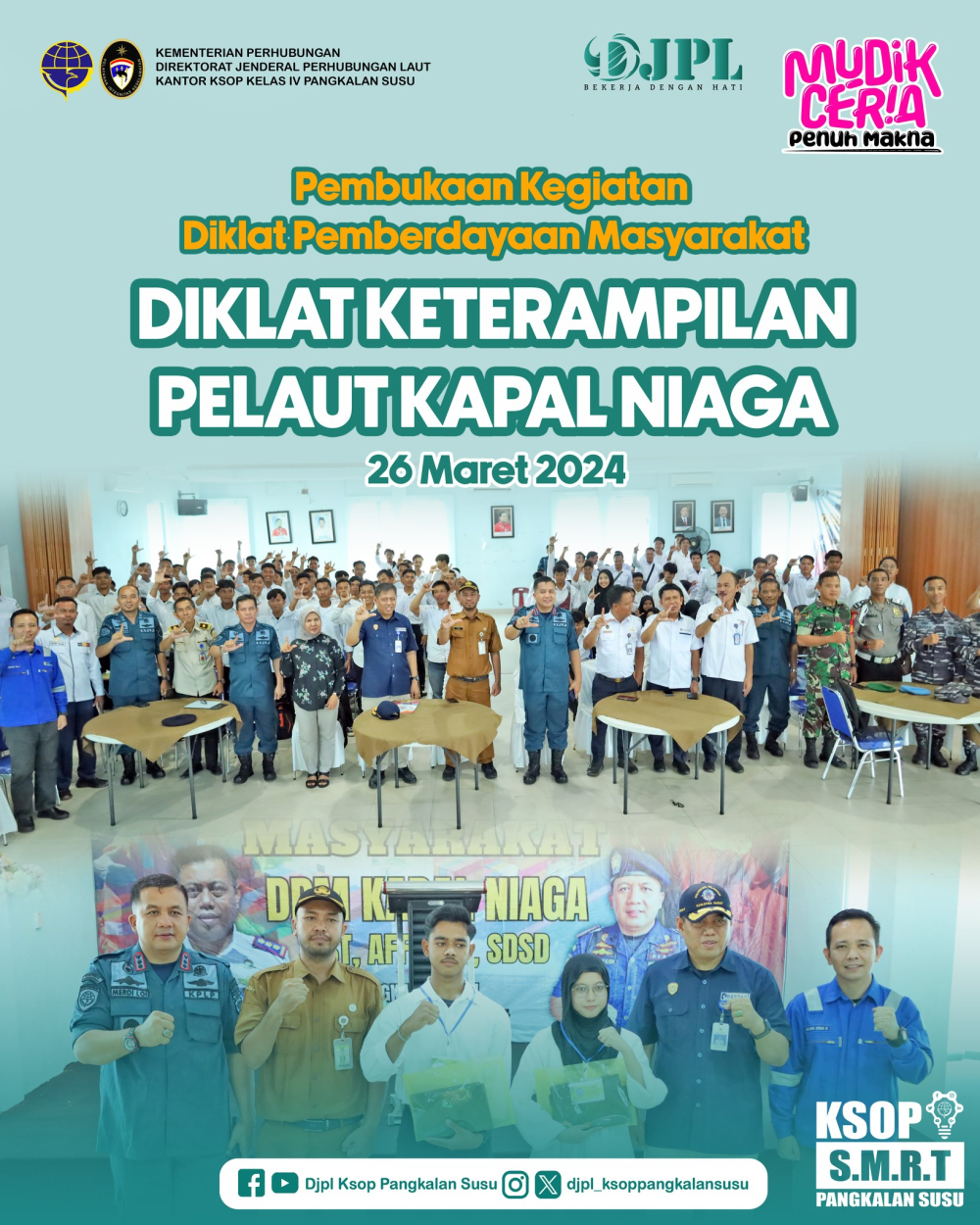 Diklat Pemberdayaan Masyarakat Pelaut Kapal Niaga KSOP PANGKALAN SUSU bekerja sama dengan POLTEKPEL SUMBAR