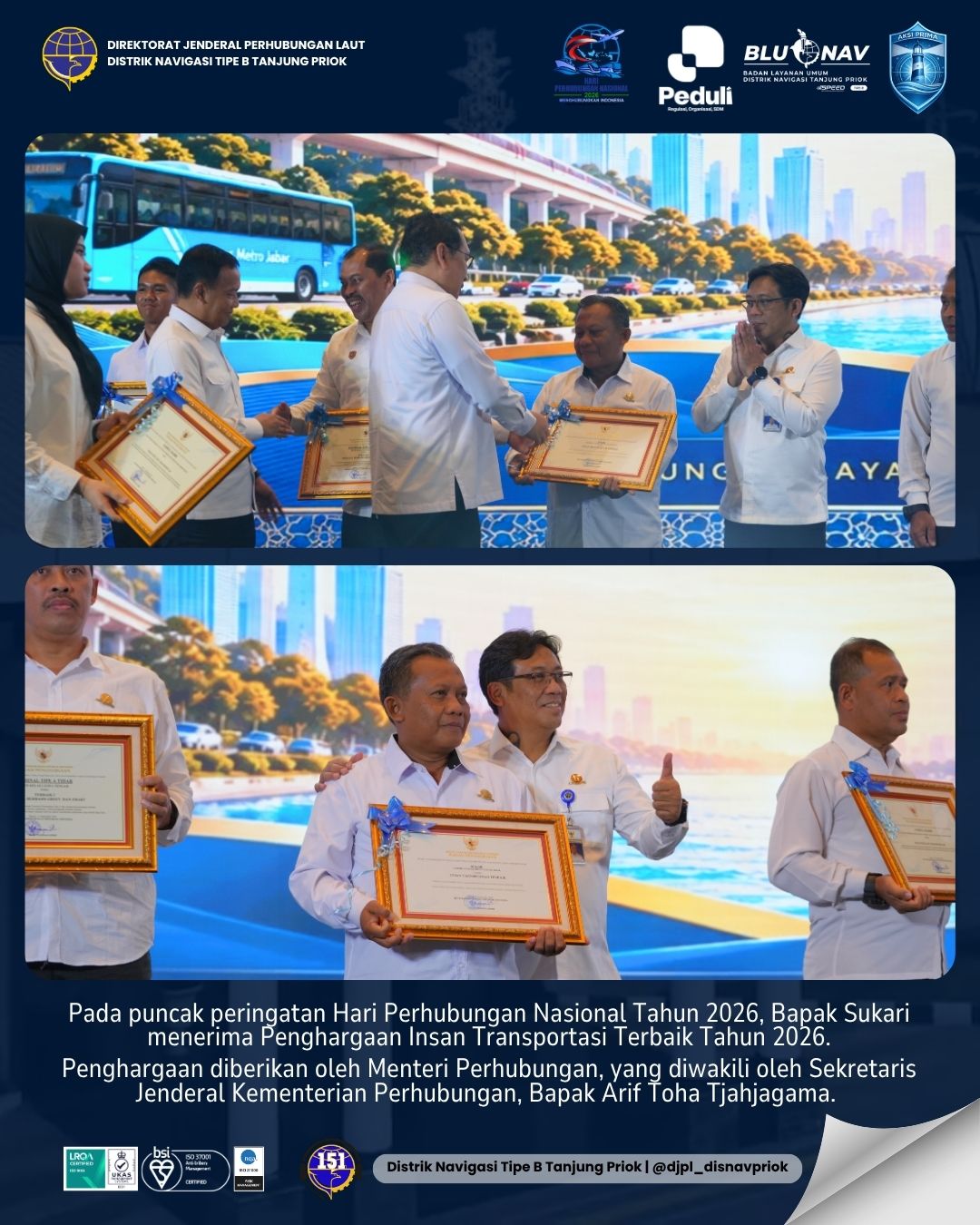 Dedikasi di Ujung Negeri, Sukari Raih Penghargaan Insan Transportasi Terbaik 2026