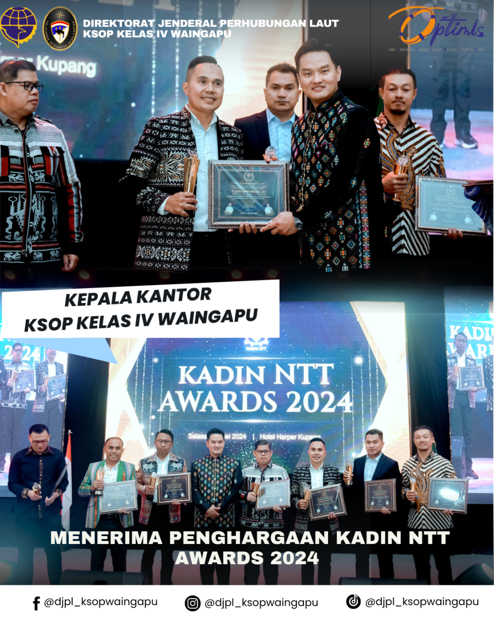 Kepala Kantor KSOP Kelas IV Waingapu Menerima Penghargaan KADIN NTT Awards 2024