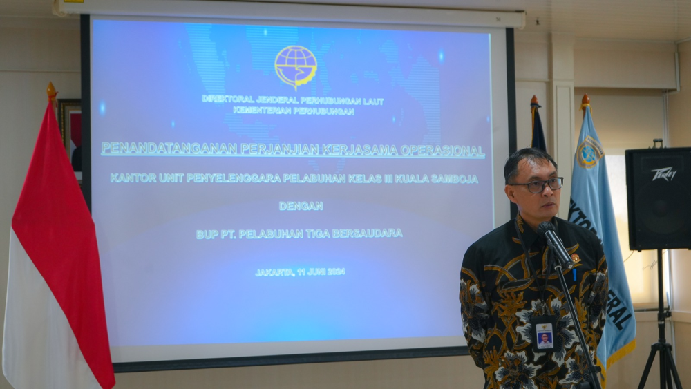 KEMENHUB TANDATANGANI KSO SHIP TO SHIP TRANSFER PERAIRAN MUARA JAWA