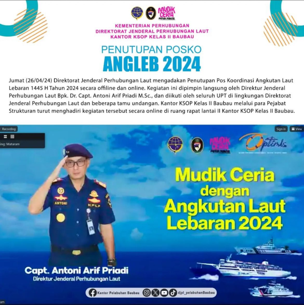 Penutupan Pos Koordinasi Angkutan Laut Lebaran 1445 H Tahun 2024