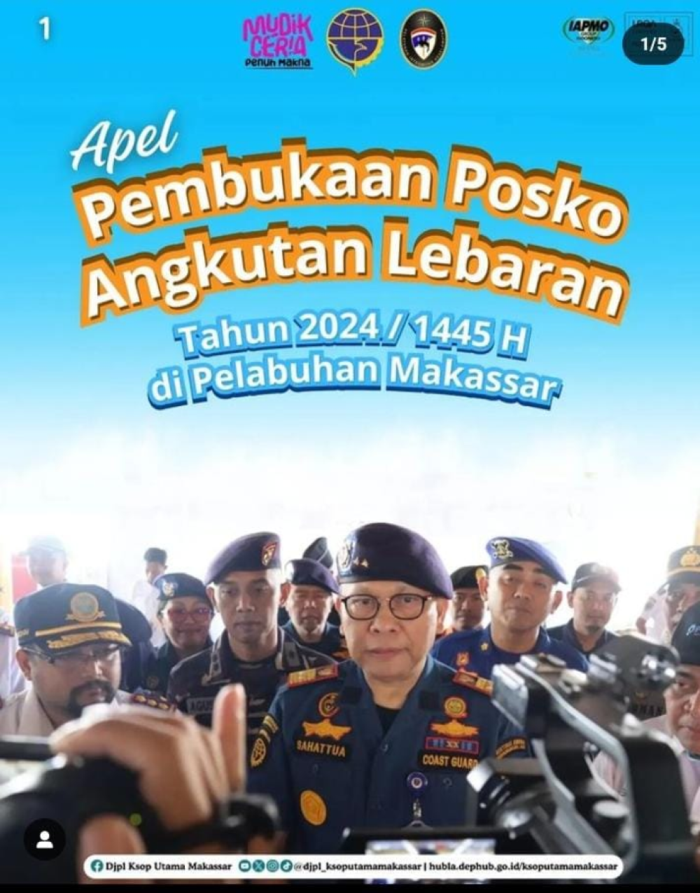 Apel Pembukaan Posko Angkutan Laut Lebaran Tahun 2024 di Pelabuhan Makassar.