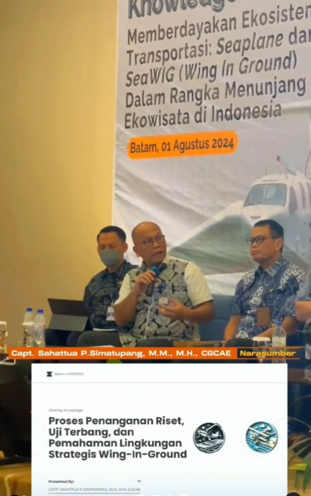 Knowledge Sharing memberdayakan ekosistem transportasi "Sea Plane dan Sea WIG" dalam menunjang ekowisata di indonesia.