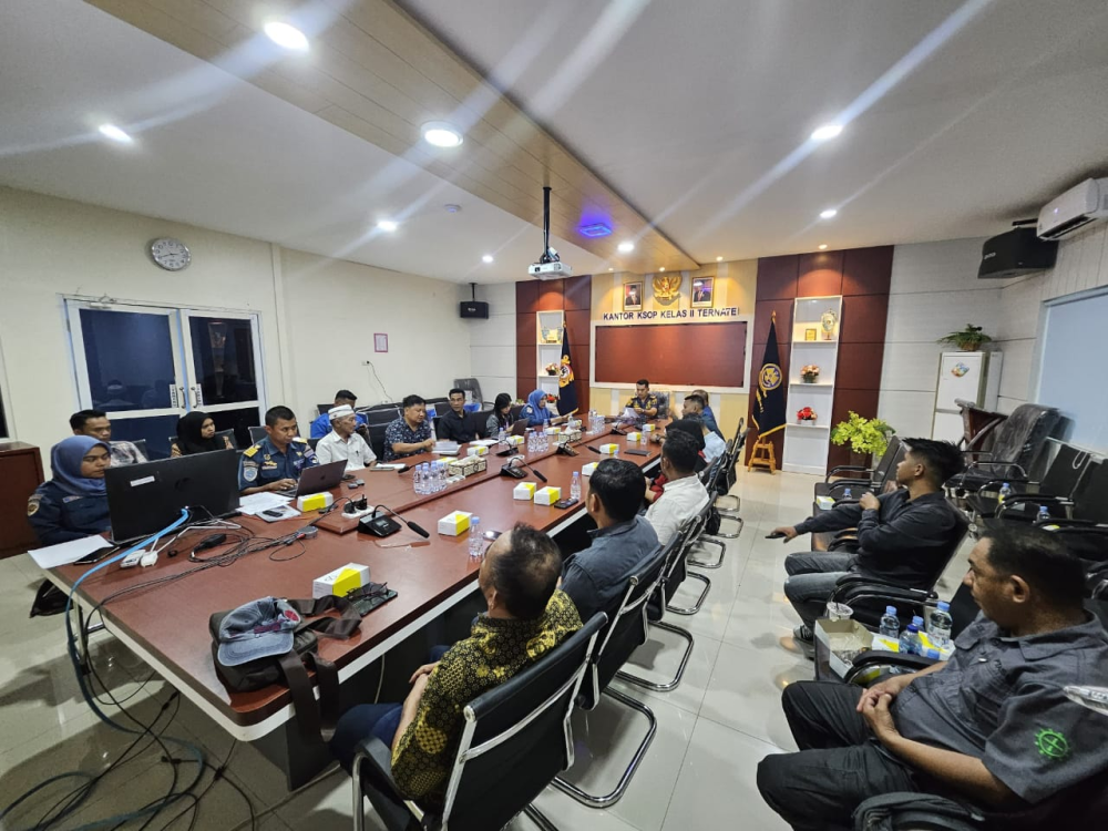 Kantor Kesyahbandaran dan Otoritas Pelabuhan Kelas II Ternate melaksanakan Rapat Koordinasi Evaluasi Pelaksanaan E-Ticketing