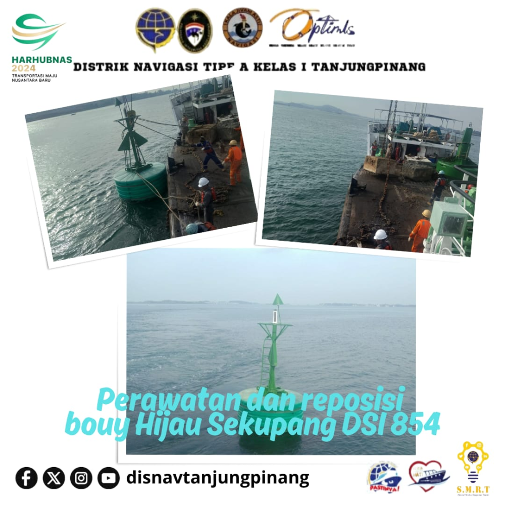 Perawatan dan reposisi bouy hijau di perairan Sekupang dengan kode DSI 854