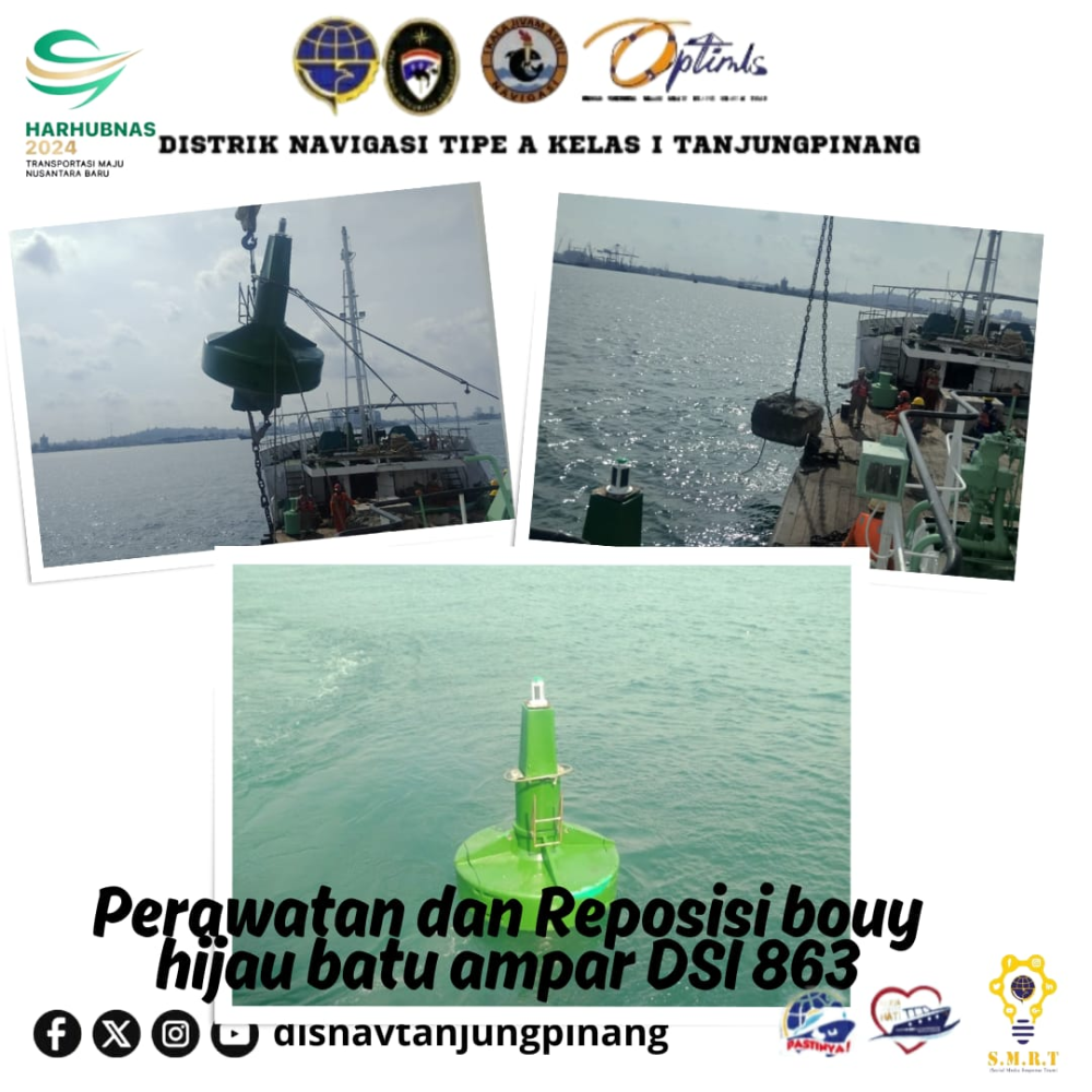 Perawatan dan reposisi Bouy Hijau di perairan Batu Ampar dengan kode DSI 863