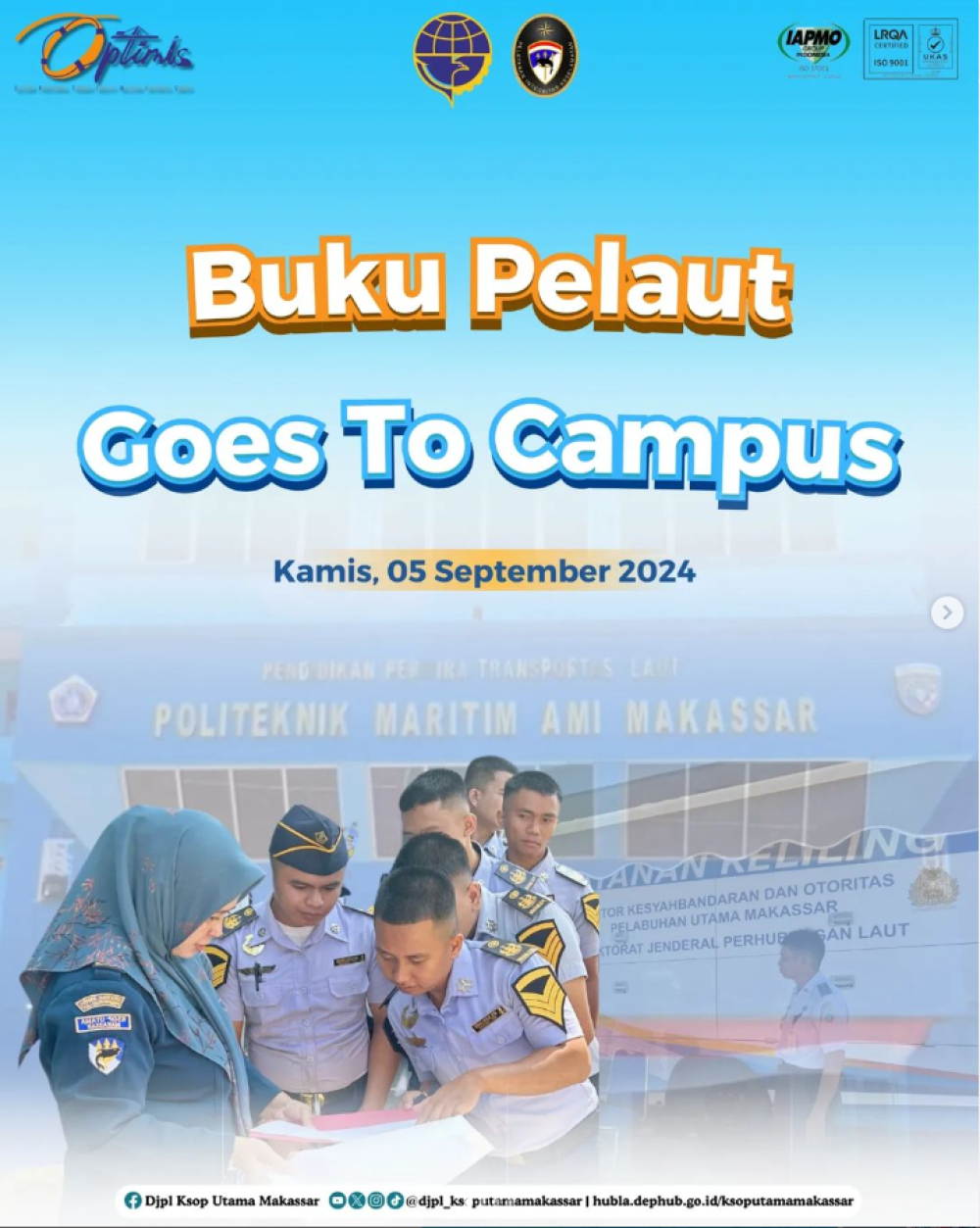 Buku Pelaut Goes to Campus" merupakan inovasi yang bertujuan untuk memfasilitasi para mahasiswa dan calon pelaut dalam proses pembuatan Buku Pelaut, sebagai salah satu dokumen penting dalam karir mereka di dunia maritim. Bertempat bertempat di Kampus Poli