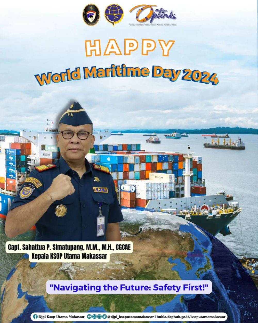Selamat Hari Maritim Sedunia 2024! Menavigasi Masa Depan: Keselamatan adalah yang Utama! Mari kita bersama menjaga laut tetap aman, selamat dan berkelanjutan, demi masa depan generasi penerus.