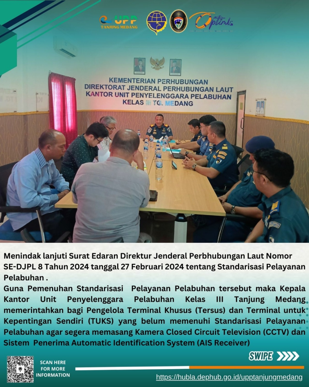 Menindak Lanjuti Surat Edaran Nomor SE -DJPL 8 Tahun 2024 Tentang Standarisasi Pelayanan Pelabuhan