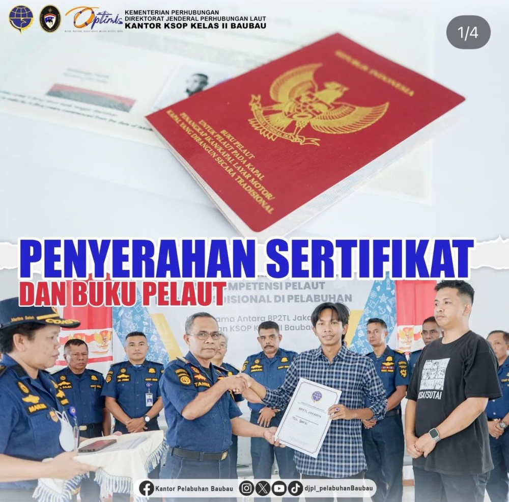 PENYERAHAN SERTIFIKAT BST DAN BUKU PELAUT ABK KAPAL TRADISIONAL