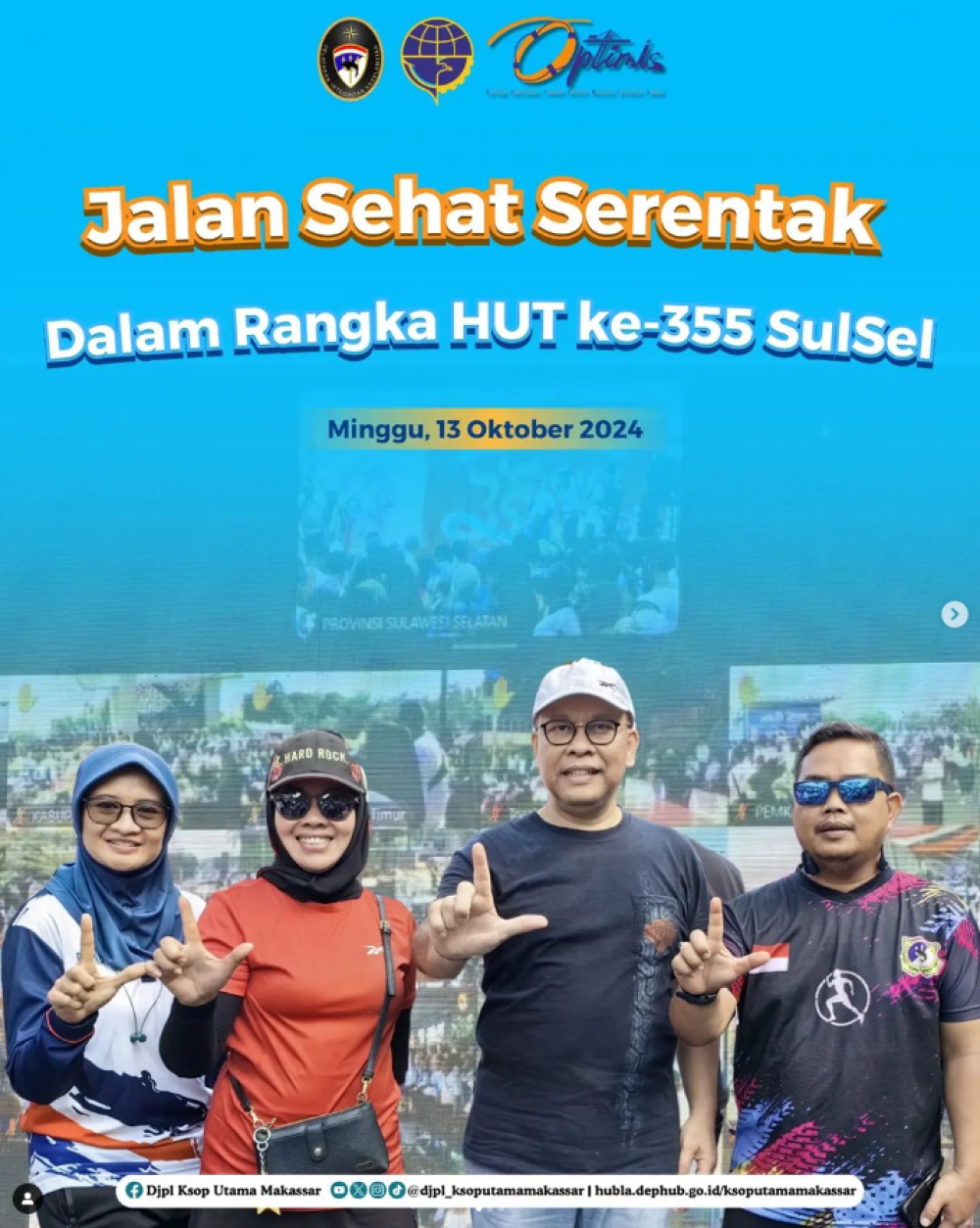 Dalam rangka HUT ke-355 Sulawesi Selatan tahun 2024, dilaksanakan Jalan Sehat serentak yang berhasil memecahkan rekor Museum Rekor Dunia Indonesia (MURI) dengan jumlah peserta terbanyak, yaitu 535.500 orang dari 24 kabupaten/kota. Kegiatan ini dilaksanaka