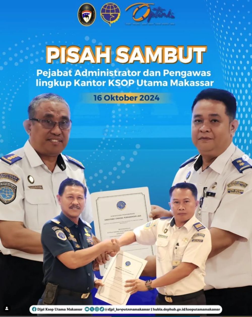 Pisah Sambut Pejabat Administrator dan Pengawas di lingkup Kantor KSOP Utama Makassar.