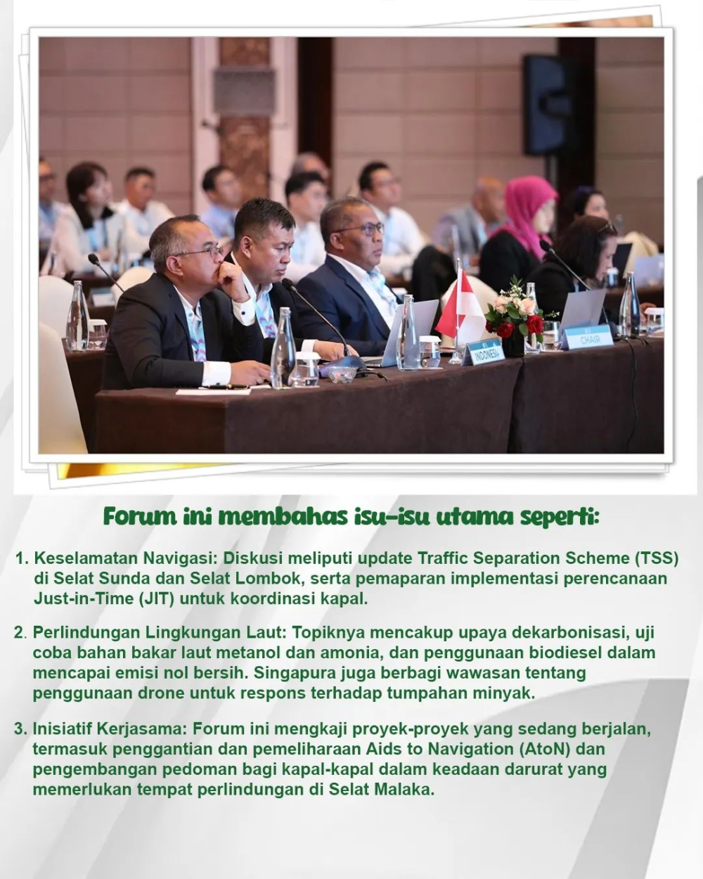 15 TH CO-OPERATION FORUM on Safety of Navigation and Marine Environment in the Straits of Malacca and Singapore