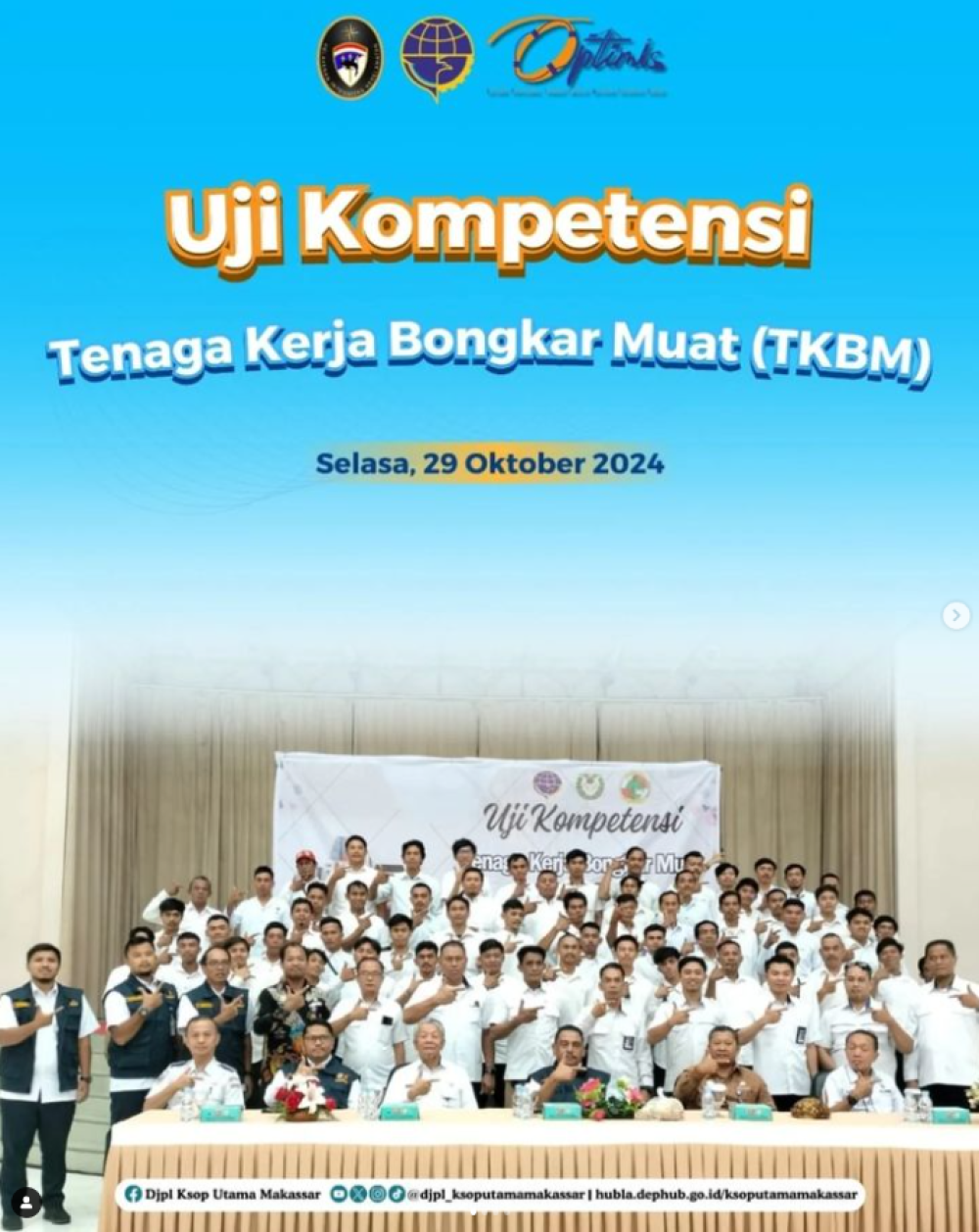 Sebagai tindak lanjut kerjasama antara lembaga sertifikasi Profesi (LSP) Pihak Kedua (LSP-P2) pada pusat pengembangan SDM Perhubungan Laut dan Koperasi TKBM Karya Tulus Makassar dilaksanakan uji kompetensi Bagi para pekerja bongkar muat (TKBM) Pelabuhan M