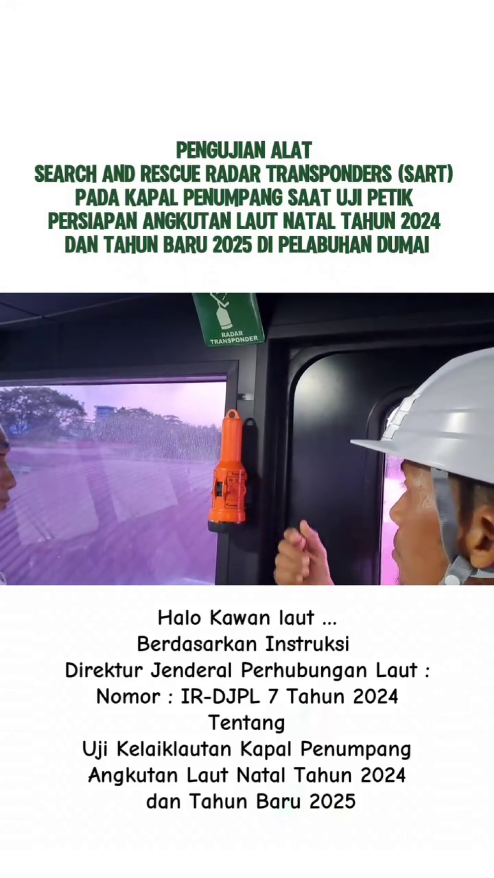 Pengujian alat Search and Rescue Radar Transponders (SART) pada kapal penumpang