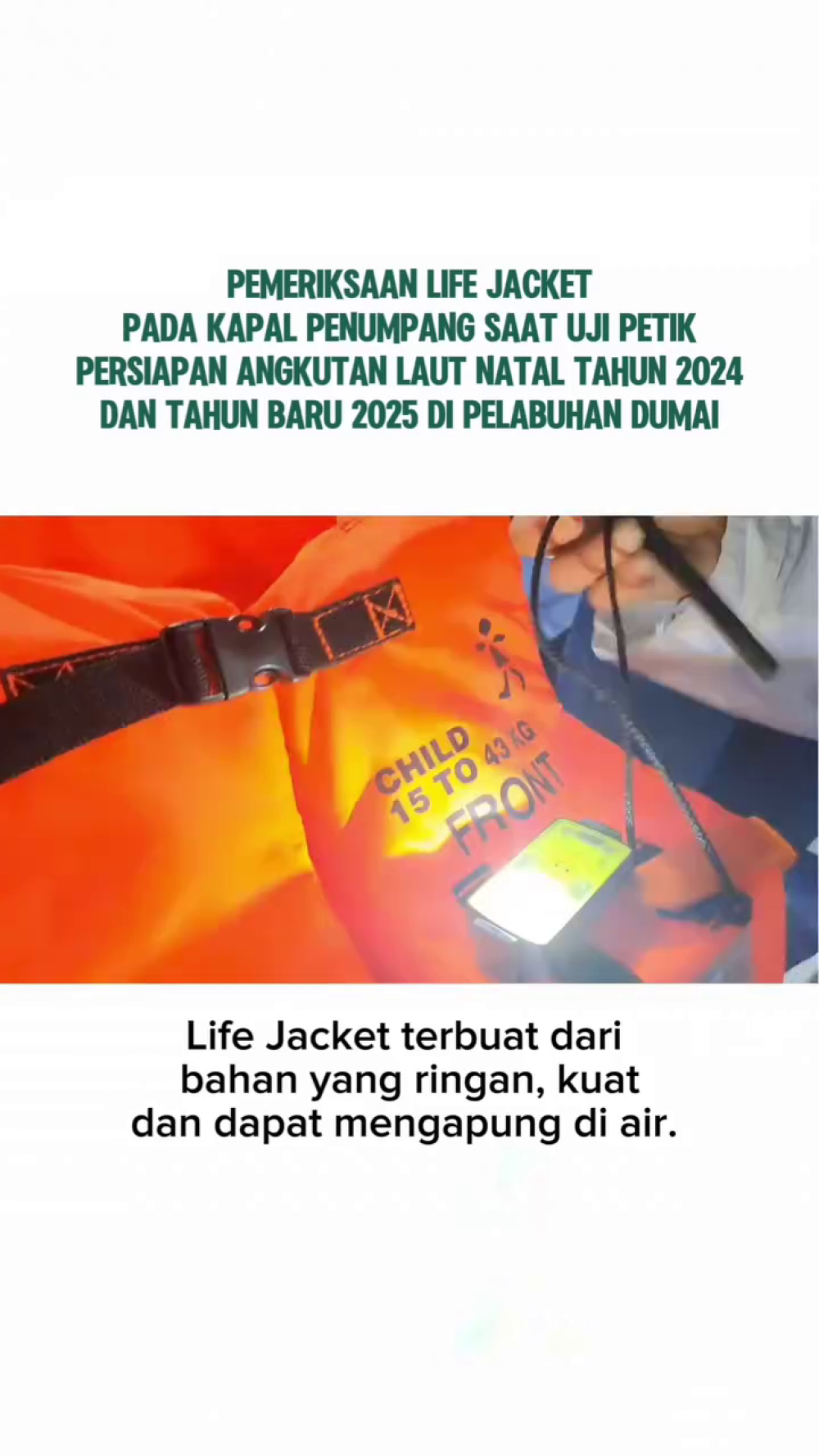 Pemeriksaan Life Jacket pada kapal penumpang
