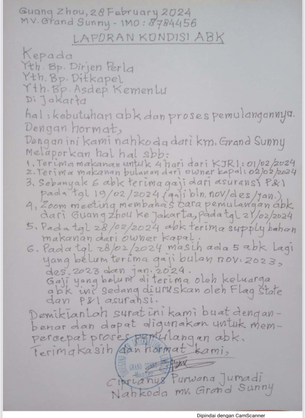 Kemenhub Berhasil Fasilitasi Pemulangan ABK ke Indonesia