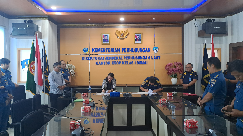 PENANDATANGANAN PERJANJIAN KERJASAMA ANTARA KANTOR KSOP KELAS I DUMAI DENGAN PT. MARITA MAKMUR JAYA TENTANG PENGGUNAAN PERAIRAN TERMINAL KHUSUS  (TERSUS)  PT. MARITA MAKMUR JAYA