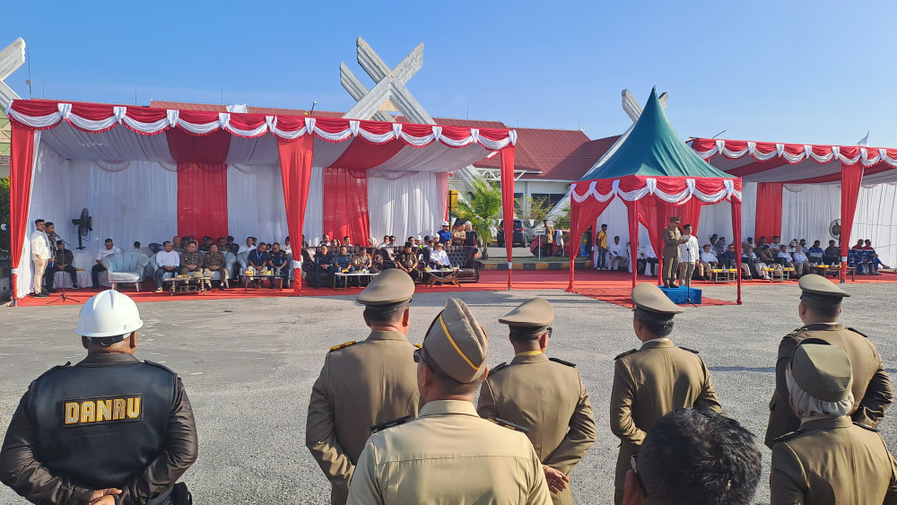 Kantor KSOP Kelas I Dumai menghadiri Kegiatan Apel Bulan K3 Nasional Provinsi Riau Tahun 2025 di Pelabuhan Pelindo Dumai.