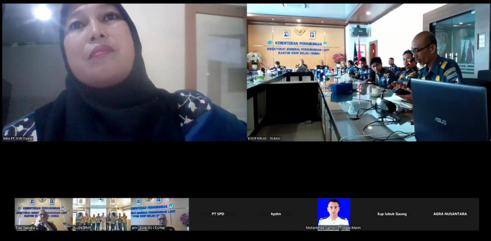 Kantor KSOP Kelas I Dumai melaksanakan kegiatan Rapat Optimalisasi Pemanfaatan Modul E-Blanko pada Aplikasi Maritim Hub bersama Stakeholders pelabuhan Dumai secara daring