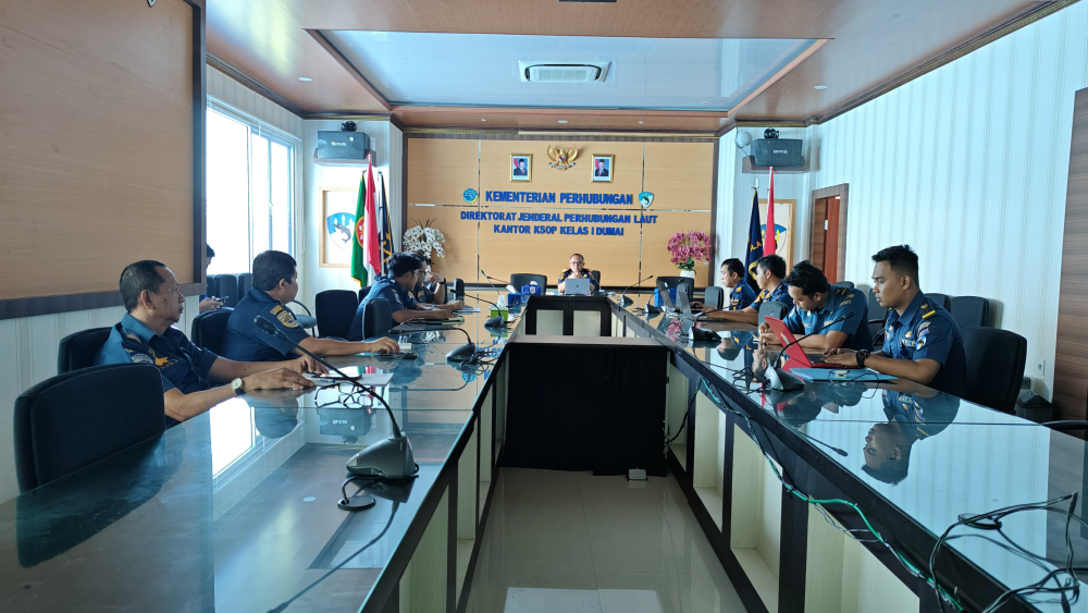 Kantor KSOP Kelas I Dumai melaksanakan kegiatan Rapat Pembahasan Rencana Penetapan Area Ship to Ship (STS) di Wilayah Perairan Dumai.