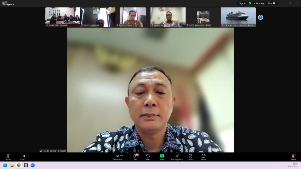 Kantor KSOP  Kelas I Dumai mengikuti Rapat Evaluasi Uji Kelaiklautan Kapal Penumpang Angkutan Lebaran Tahun 2025