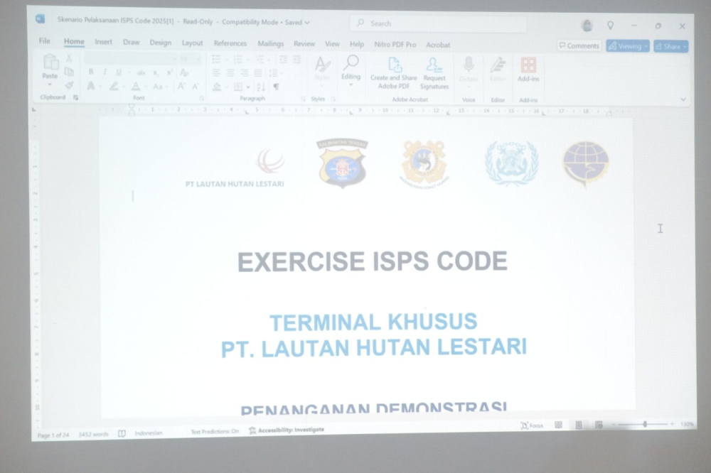 Pelaksanaan Kegiatan DRILL & EXERCISE ISPS Code PT Lautan Hutan Lestari oleh KSOP Kelas III Rangga Ilung bersama PT Yapanindo Konsultan selaku Recognized Security Organization (RSO)