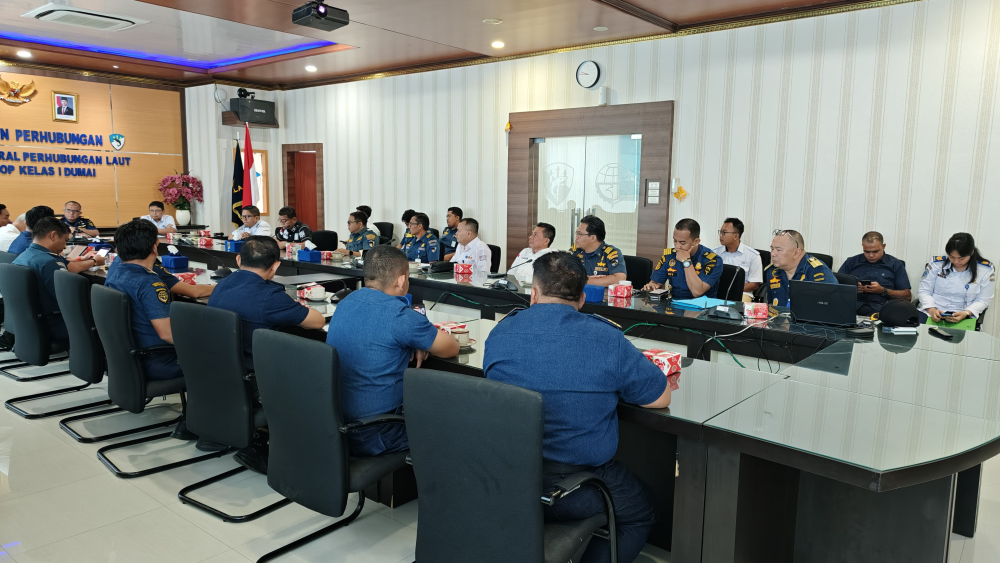 Kantor KSOP Kelas I Dumai melakukan Kegiatan Rapat Koordinasi Pelaksanaan Tugas dan Fungsi Keselamatan dan Keamanan Pelayaran pada Pelabuhan Sungai, Danau dan Penyeberangan.