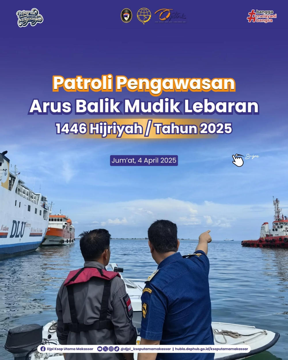 Tim patroli KSOP Utama Makassar mengawasi alur pelayaran selama arus balik mudik