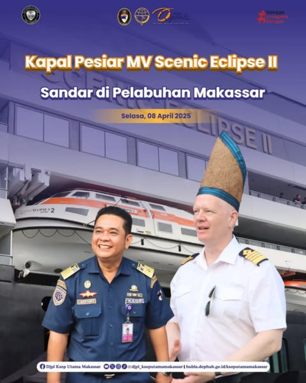 Kapal Pesiar MV Scenic Eclipse II Sandar di Pelabuhan Makassar