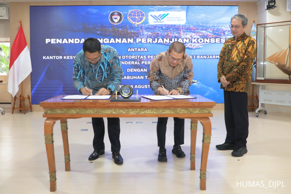 Dorong Pertumbuhan Ekonomi Kalimantan Selatan, Kemenhub Teken Kerjasama Konsesi Jasa Kepelabuhanan Pada Terminal Pelabuhan Talenta Bumi di Pelabuhan Banjarmasin